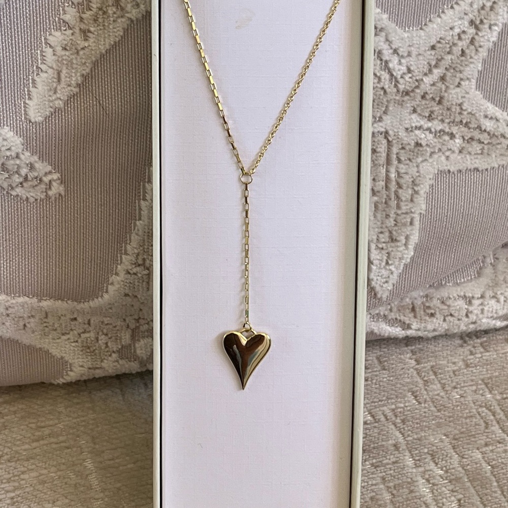 14K Gold Reversible Heart Pendant Necklace